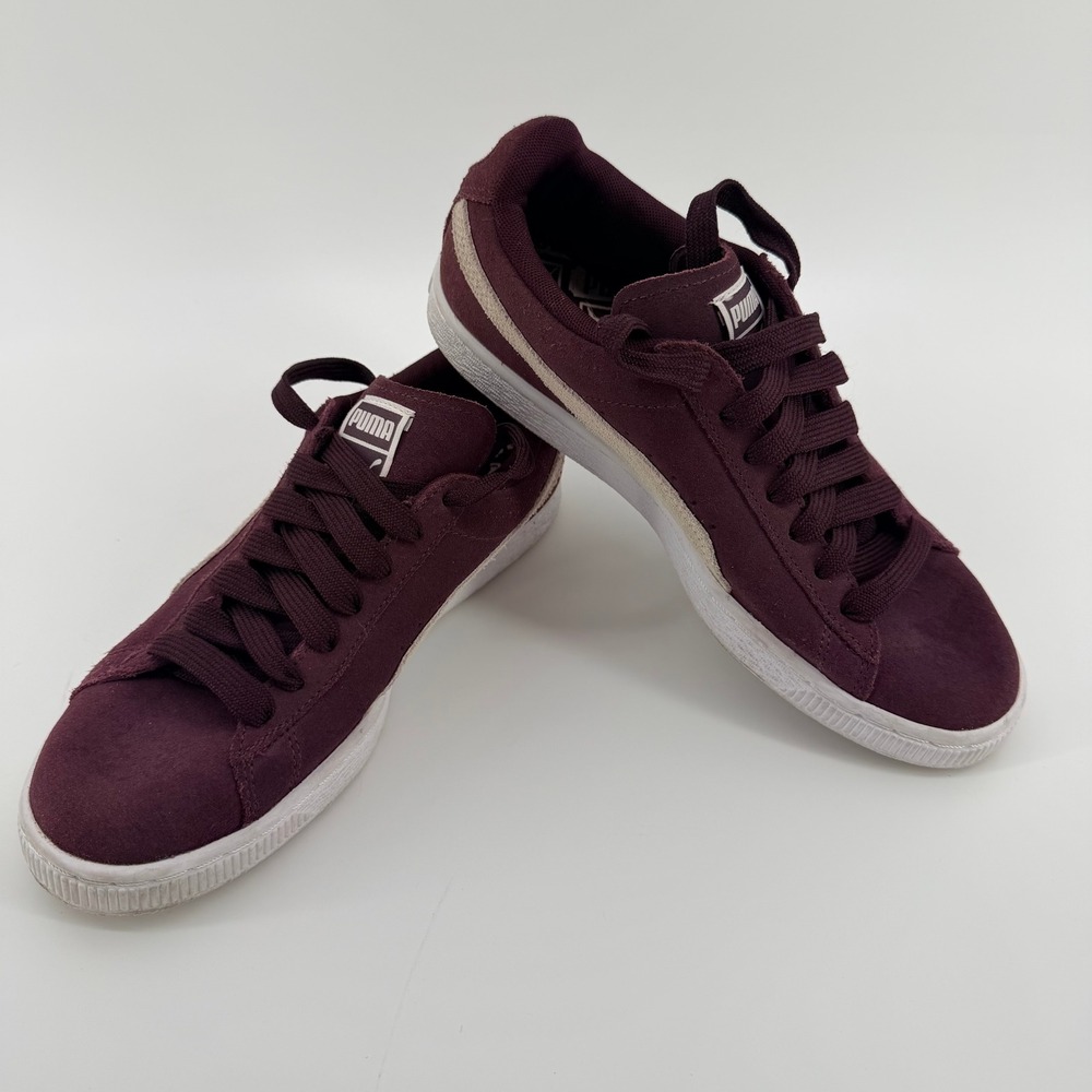 Puma Suede Leather Classic Burgundy Wine Purple Womens Sneakers 355462 40 Size 8 - Picture 2 of 8